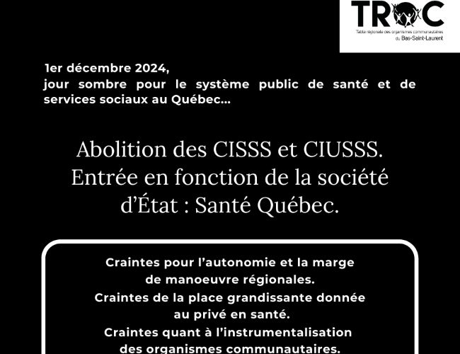 1er décembre: Jour sombre pour le système de santé et des services sociaux du Québec