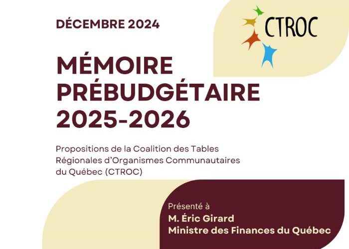 CTROC – Mémoire prébudgétaire 2025-2026